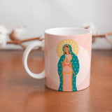 Collection of  beautiful ceramic sublimation children's mugs with Catholic prints to remind us of our faith and to encourage us to pray daily. Dishwasher proof.