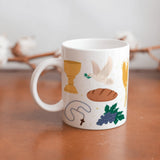 Collection of  beautiful  First Communion ceramic sublimation children's mugs with Catholic prints to remind us of our faith and to encourage us to pray daily. Dishwasher proof.