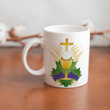Collection of  beautiful  First Communion ceramic sublimation children's mugs with Catholic prints to remind us of our faith and to encourage us to pray daily. Dishwasher proof.