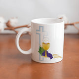 Collection of  beautiful  First Communion ceramic sublimation children's mugs with Catholic prints to remind us of our faith and to encourage us to pray daily. Dishwasher proof.