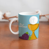 Collection of  beautiful  First Communion ceramic sublimation children's mugs with Catholic prints to remind us of our faith and to encourage us to pray daily. Dishwasher proof.