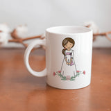 Collection of beautiful First Communion ceramic sublimation children's mugs with Catholic prints to remind us of our faith and to encourage us to pray daily. Dishwasher proof.
