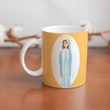 Collection of beautiful ceramic sublimation children's mugs with Catholic prints to remind us of our faith and to encourage us to pray daily. Dishwasher proof.