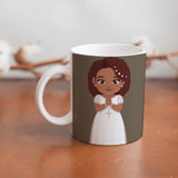 Collection of beautiful First Communion ceramic sublimation children's mugs with Catholic prints to remind us of our faith and to encourage us to pray daily. Dishwasher proof.