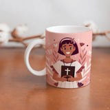 Collection of beautiful First Communion ceramic sublimation children's mugs with Catholic prints to remind us of our faith and to encourage us to pray daily. Dishwasher proof.