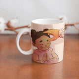 Collection of beautiful First Communion ceramic sublimation children's mugs with Catholic prints to remind us of our faith and to encourage us to pray daily. Dishwasher proof.