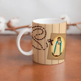 collection of beautiful ceramic sublimation children's mugs with Catholic prints to remind us of our faith and to encourage us to pray daily. Dishwasher proof.