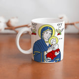 collection of beautiful ceramic sublimation children's mugs with Catholic prints to remind us of our faith and to encourage us to pray daily. Dishwasher proof.