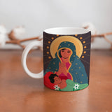 collection of beautiful ceramic sublimation children's mugs with Catholic prints to remind us of our faith and to encourage us to pray daily. Dishwasher proof.