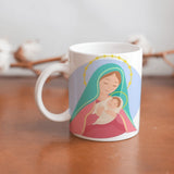 collection of beautiful ceramic sublimation children's mugs with Catholic prints to remind us of our faith and to encourage us to pray daily. Dishwasher proof.