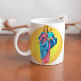 collection of beautiful ceramic sublimation children's mugs with Catholic prints to remind us of our faith and to encourage us to pray daily. Dishwasher proof.