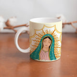 collection of beautiful ceramic sublimation children's mugs with Catholic prints to remind us of our faith and to encourage us to pray daily. Dishwasher proof.