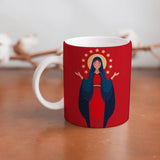 collection of beautiful ceramic sublimation children's mugs with Catholic prints to remind us of our faith and to encourage us to pray daily. Dishwasher proof.