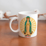 collection of beautiful ceramic sublimation children's mugs with Catholic prints to remind us of our faith and to encourage us to pray daily. Dishwasher proof.
