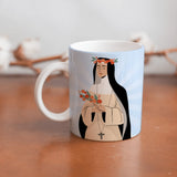 collection of beautiful ceramic sublimation children's mugs with Catholic prints to remind us of our faith and to encourage us to pray daily. Dishwasher proof.