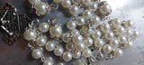 Beautiful one of a kind pearl and vintage silver wedding rosary with a stunning vintage silver ornate Pardon Crucifix. Kim Williams Patenôtrier Rosaries, The Village Artist, Proudly South African, handmade. Catholic Store South African.