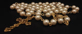 Mater Dolorosa Our Lady of Sorrows Loreta Crucifix vintage pearl rosary, the village artist, Kim Williams rosaries