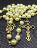 Mater Dolorosa Our Lady of Sorrows Loreta Crucifix vintage pearl rosary, the village artist, Kim Williams rosaries