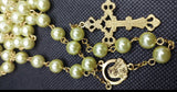 Mater Dolorosa Our Lady of Sorrows Loreta Crucifix vintage pearl rosary, the village artist, Kim Williams rosaries