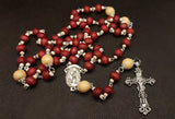 An exquisite Virgin Mary Praying Holy Heirloom Rosary with elegant  ornate vintage silver fleur de lis Crucifix made by Kim Williams Rosaries for The Village Artist.