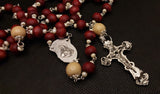 An exquisite Virgin Mary Praying Holy Heirloom Rosary with elegant ornate vintage silver fleur de lis Crucifix made by Kim Williams Rosaries for The Village Artist.