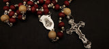 An exquisite Virgin Mary Praying Holy Heirloom Rosary with elegant ornate vintage silver fleur de lis Crucifix made by Kim Williams Rosaries for The Village Artist.