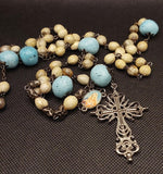 beautiful Catholic Vintage Bohemian Heirloom Rosary made by Kim Williams Rosaries. The Village Artist.