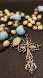 beautiful Catholic Vintage Bohemian Heirloom Rosary made by Kim Williams Rosaries. The Village Artist.