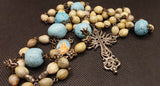 beautiful Catholic Vintage Bohemian Heirloom Rosary made by Kim Williams Rosaries. The Village Artist.