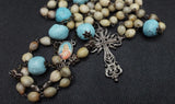beautiful Catholic Vintage Bohemian Heirloom Rosary made by Kim Williams Rosaries. The Village Artist.