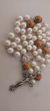 Ivory faux Pearl Immaculate Heart of Mary Wedding Rosary