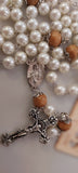 Ivory faux Pearl Immaculate Heart of Mary Wedding Rosary