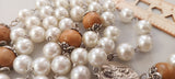 Ivory faux Pearl Immaculate Heart of Mary Wedding Rosary