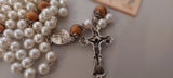 Ivory faux Pearl Immaculate Heart of Mary Wedding Rosary