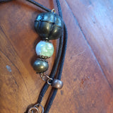 Brassy yellow moon eclipse Pendant Necklace