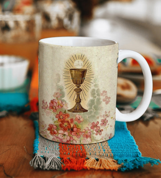 Ceramic sublimation mugs with Catholic prints to remind us of our faith and to encourage us to pray daily. Dishwasher proof