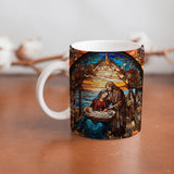 Collection of The Holy Family beautiful ceramic sublimation mugs with Catholic prints to remind us of our faith and to encourage us to pray daily. Dishwasher proof.