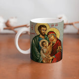 Collection of The Holy Family beautiful ceramic sublimation mugs with Catholic prints to remind us of our faith and to encourage us to pray daily. Dishwasher proof.