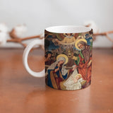 Collection of The Holy Family beautiful ceramic sublimation mugs with Catholic prints to remind us of our faith and to encourage us to pray daily. Dishwasher proof.