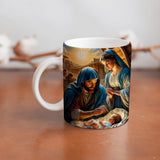 Collection of The Holy Family beautiful ceramic sublimation mugs with Catholic prints to remind us of our faith and to encourage us to pray daily. Dishwasher proof.