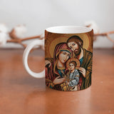 Collection of The Holy Family beautiful ceramic sublimation mugs with Catholic prints to remind us of our faith and to encourage us to pray daily. Dishwasher proof.