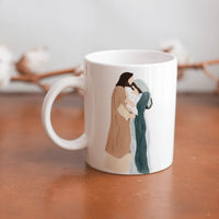 Collection of The Holy Family beautiful ceramic sublimation mugs with Catholic prints to remind us of our faith and to encourage us to pray daily. Dishwasher proof.