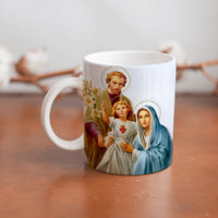 Collection of The Holy Family beautiful ceramic sublimation mugs with Catholic prints to remind us of our faith and to encourage us to pray daily. Dishwasher proof.