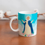Collection of beautiful ceramic sublimation children's mugs with Catholic prints to remind us of our faith and to encourage us to pray daily. Dishwasher proof.