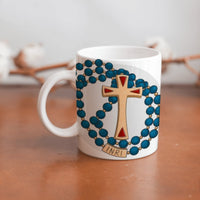 collection of beautiful ceramic sublimation children's mugs with Catholic prints to remind us of our faith and to encourage us to pray daily. Dishwasher proof.