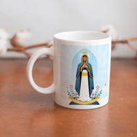 collection of beautiful ceramic sublimation children's mugs with Catholic prints to remind us of our faith and to encourage us to pray daily. Dishwasher proof.