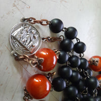 Holy Family:  Orange Black Heirloom Vintage St Benedict Rosary RHR