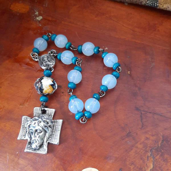 Catholic moon blue sun Pocket Rosary – VILLAGE ARTIST