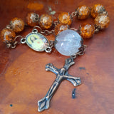 Catholic Vintage Orange Glass Pocket Rosary