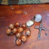 Catholic Vintage Orange Glass Pocket Rosary